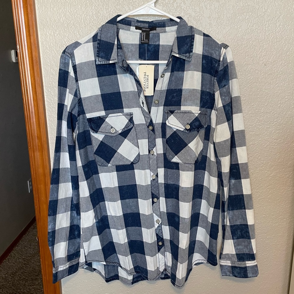Blue plaid shirt